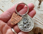 St Christopher Keychain with Armor of God Shield